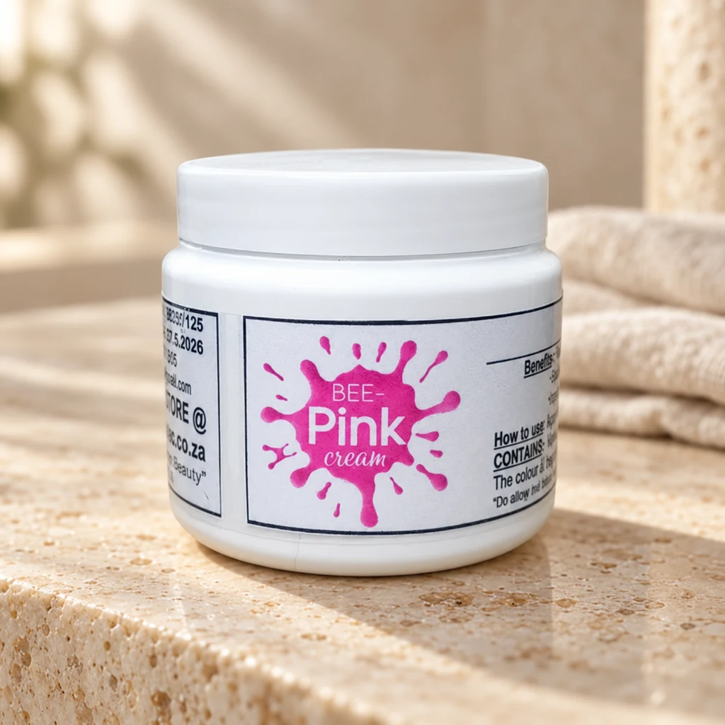 BEE-Pink Cream — Diana's product in a warm stone editorial setting