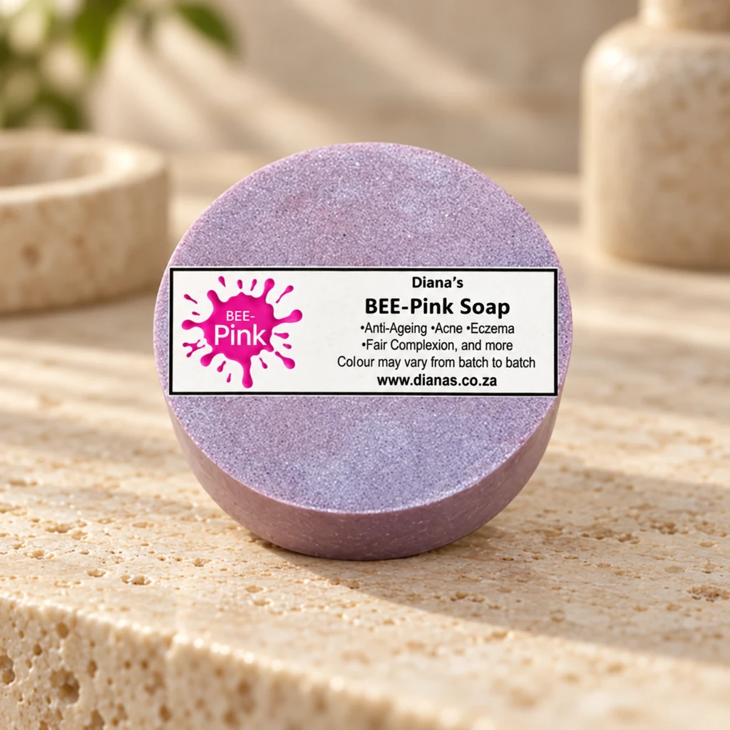 BEE-Pink Soap Bar — Diana's product in a warm stone editorial setting