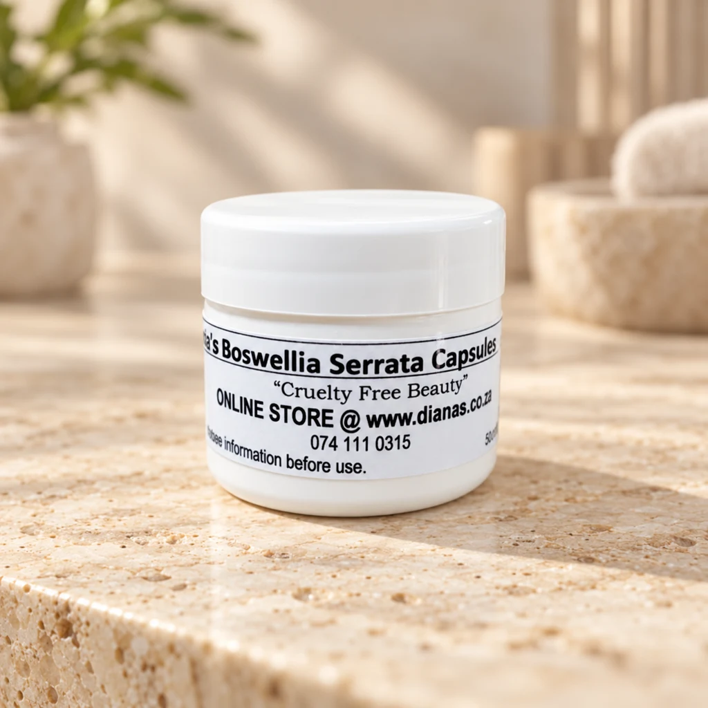 Boswellia Serrata 600mg “Vegan” Capsules – 10’s — Diana's product in a warm stone editorial setting