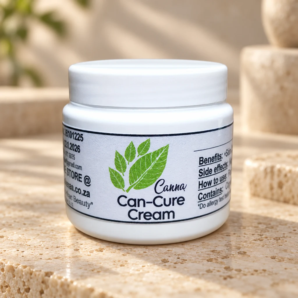 Can-Cure Cream — Diana's product in a warm stone editorial setting